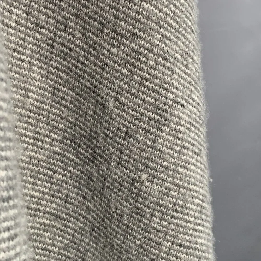 NO BRAND Size M Grey White Knit Shawl Collar Short Sleeve Open Front Cardigan